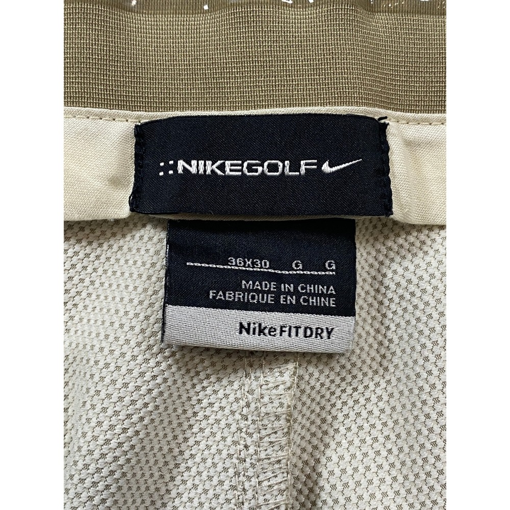 Nike Golf Mens 36x30 Tan White Micro Stripe Fit Dry Flat Front Pants Trousers - Picture 4 of 12